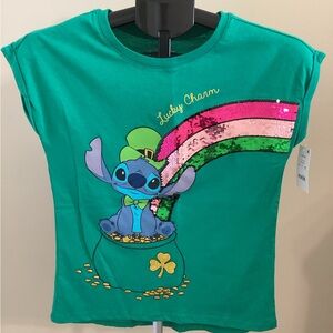 Disney Girls Stitch Lucky Charm Flippable T-Shirt-Size Large-NWT